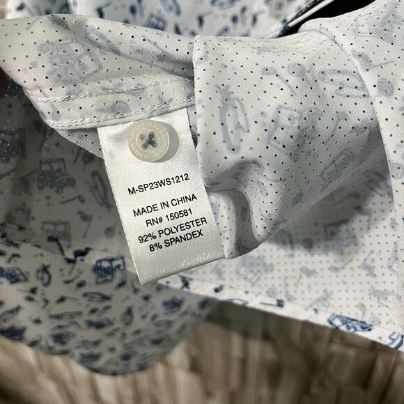 Flag & Anthem Mens Shirt Size XXL Stitch Fit Print Golf Button Down Short Sleeve - Picture 5 of 10